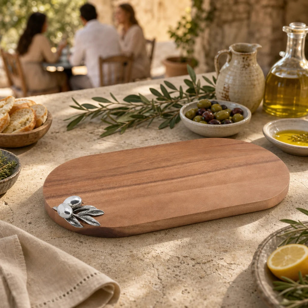 TABLA DE MADERA OVALADA RAMA OLIVO